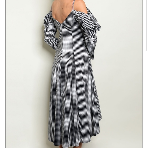 Black/White Gingham Hi Low Dress - Picture 2 of 7